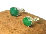 Green Oval EMERALD Sterling Silver 925 Stud Earrings - 8 x 10 mm