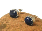 Oval Blue Lapis Lazuli Sterling Silver Gemstone Stud Earrings 925