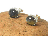 LABRADORITE Oval Shaped Sterling Silver Stud Earrings - 8 x 10  mm