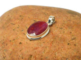 Small Pink Oval Shaped RUBY Sterling Silver 925 Gemstone Pendant