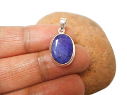 Small Milky Blue Oval SAPPHIRE Sterling Silver 925 Pendant