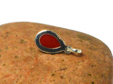 Small Teardrop Orange Carnelian Sterling Silver 925 Gemstone Pendant
