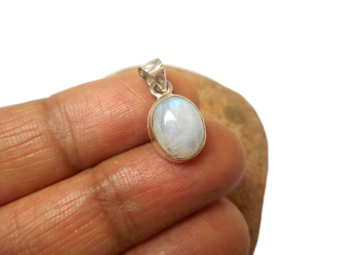 Small Oval MOONSTONE Sterling Silver 925 Gemstone Pendant