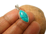 Small Blue Marquise TURQUOISE Sterling Silver 925 Gemstone Pendant