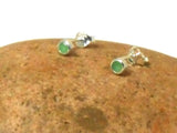 Small Round Green EMERALD Sterling Silver 925 Stud Earrings - 3 mm