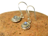 Fiery Round MOONSTONE Sterling Silver Gemstone Drop Dangle Earrings 925