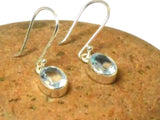 Blue Topaz Oval Shaped Sterling Silver Gemstone Drop Dangle Earrings 925