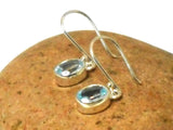 Blue Topaz Oval Shaped Sterling Silver Gemstone Drop Dangle Earrings 925