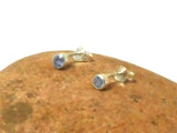 Small Blue Round TANZANITE Sterling Silver 925 Gemstone Stud Earrings - 3 mm