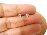 Small Blue Round TANZANITE Sterling Silver 925 Gemstone Stud Earrings - 3 mm