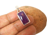 Purple Rectangular AMETHYST Sterling Silver 925 Gemstone Pendant
