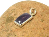 Purple Rectangular AMETHYST Sterling Silver 925 Gemstone Pendant