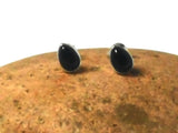 Pear Shaped Black ONYX Sterling Silver Stud Earrings 925 - 5 x 7 mm
