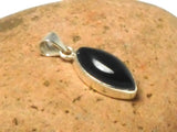 Marquise Shaped Black ONYX Sterling Silver 925 Gemstone Pendant