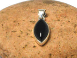 Marquise Shaped Black ONYX Sterling Silver 925 Gemstone Pendant