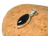 Marquise Shaped Black ONYX Sterling Silver 925 Gemstone Pendant