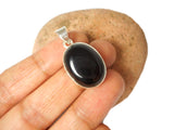 Oval Shaped Black ONYX Sterling Silver 925 Gemstone Pendant