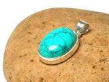 Blue Oval TURQUOISE Sterling Silver 925 Gemstone Pendant