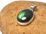 Fiery Oval LABRADORITE  Sterling Silver 925 Gemstone Pendant