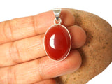 Oval Orange Carnelian Sterling Silver 925 Gemstone Pendant