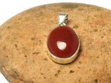 Oval Orange Carnelian Sterling Silver 925 Gemstone Pendant