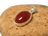 Oval Orange Carnelian Sterling Silver 925 Gemstone Pendant