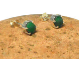 Oval Green EMERALD Sterling Silver 925 Stud Earrings - 5 x 7 mm