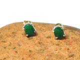 Oval Green EMERALD Sterling Silver 925 Stud Earrings - 5 x 7 mm