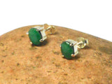 Oval Green EMERALD Sterling Silver 925 Stud Earrings - 5 x 7 mm
