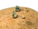 Oval Green EMERALD Sterling Silver 925 Stud Earrings - 5 x 7 mm