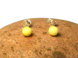 Yellow Butterscotch AMBER Sterling Silver Gemstone Stud Earrings 925 - 6 mm