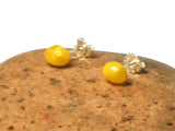 Butterscotch AMBER Sterling Silver Gemstone Oval Stud Earrings 925  - 6 x 8 mm