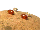 Marquise Shaped AMBER Sterling Silver Gemstone Stud Earrings 925  - 5 x 9 mm