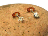 Marquise Shaped AMBER Sterling Silver Gemstone Stud Earrings 925  - 5 x 9 mm
