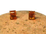 Rectangular Shaped AMBER Sterling Silver Gemstone Stud Earrings 925  - 7 x 9 mm