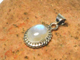 Fiery Oval MOONSTONE Sterling Silver 925 Gemstone Pendant