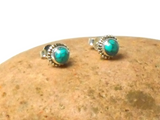 Round Blue TURQUOISE Sterling Silver 925 Gemstone Stud Earrings - 5 mm