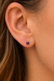 Small Square Purple AMETHYST Sterling Silver Stud Earrings 925 - 4 mm