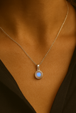 Small Round MOONSTONE Sterling Silver 925 Gemstone Pendant