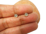 Small Round Aqua CHALCEDONY Sterling Silver 925 Gemstone Stud Earrings 