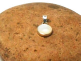 Small White Round Mother of Pearl Sterling Silver 925 Gemstone Pendant