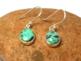 Green Blue Tibetan TURQUOISE Oval Sterling Silver Gemstone Earrings  925