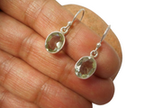 Oval Green AMETHYST (Prasiolite) Sterling Silver Earrings 925 