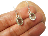 Oval Green AMETHYST (Prasiolite) Sterling Silver Earrings 925 