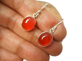 Oval Orange CARNELIAN Sterling Silver 925 Gemstone Drop Earrings