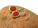 Oval Orange CARNELIAN Sterling Silver 925 Gemstone Drop Earrings