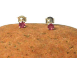 Small Pink Round Shaped RUBY Sterling Silver 925 Gemstone Stud Earrings - 4 mm