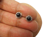 Round BLACK ONYX Sterling Silver Gemstone Stud Earrings 925 - 5 mm