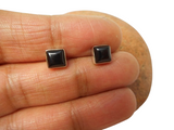 Square  BLACK ONYX Sterling Silver Stud Earrings 925 - 6 mm