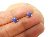 Blue Round SAPPHIRE Sterling Silver Stud Earrings 925 - 5 mm